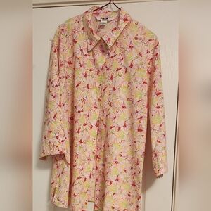 ALIA  Floral Button Down Shirt - Pink and Yellow